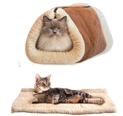 "Cozy 2-in-1 Cat Tunnel & Sleeping Bag – Soft Pet Nest for Ultimate Comfort" - MeowMoow