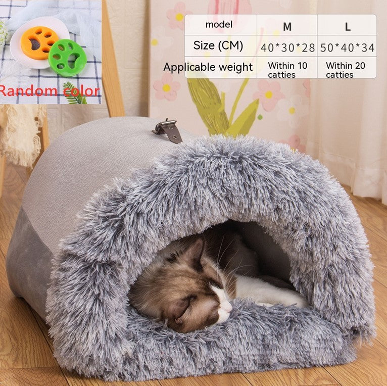 New Splice Portable Pet Nest Portable Autumn And Winter Warm Dog Nest Moisture-proof Long Fur Cat Nest Cross Border Pet Nest - MeowMoow