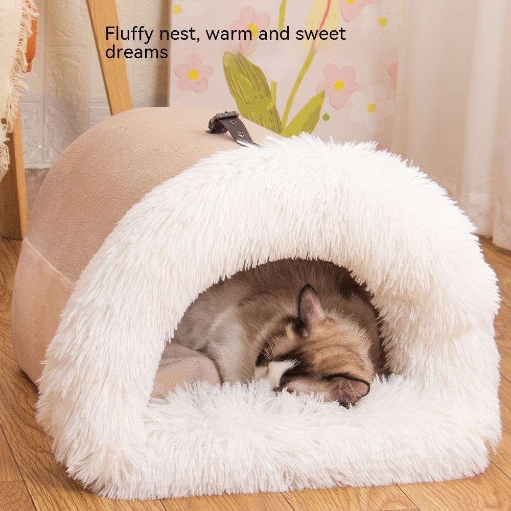 New Splice Portable Pet Nest Portable Autumn And Winter Warm Dog Nest Moisture-proof Long Fur Cat Nest Cross Border Pet Nest - MeowMoow