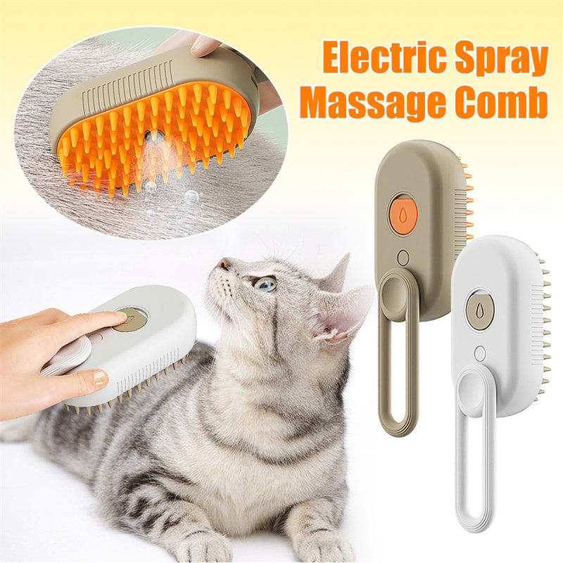 "3-in-1 Steamy Brush: Removes hair, massages, and refreshes with steam! - MeowMoow
