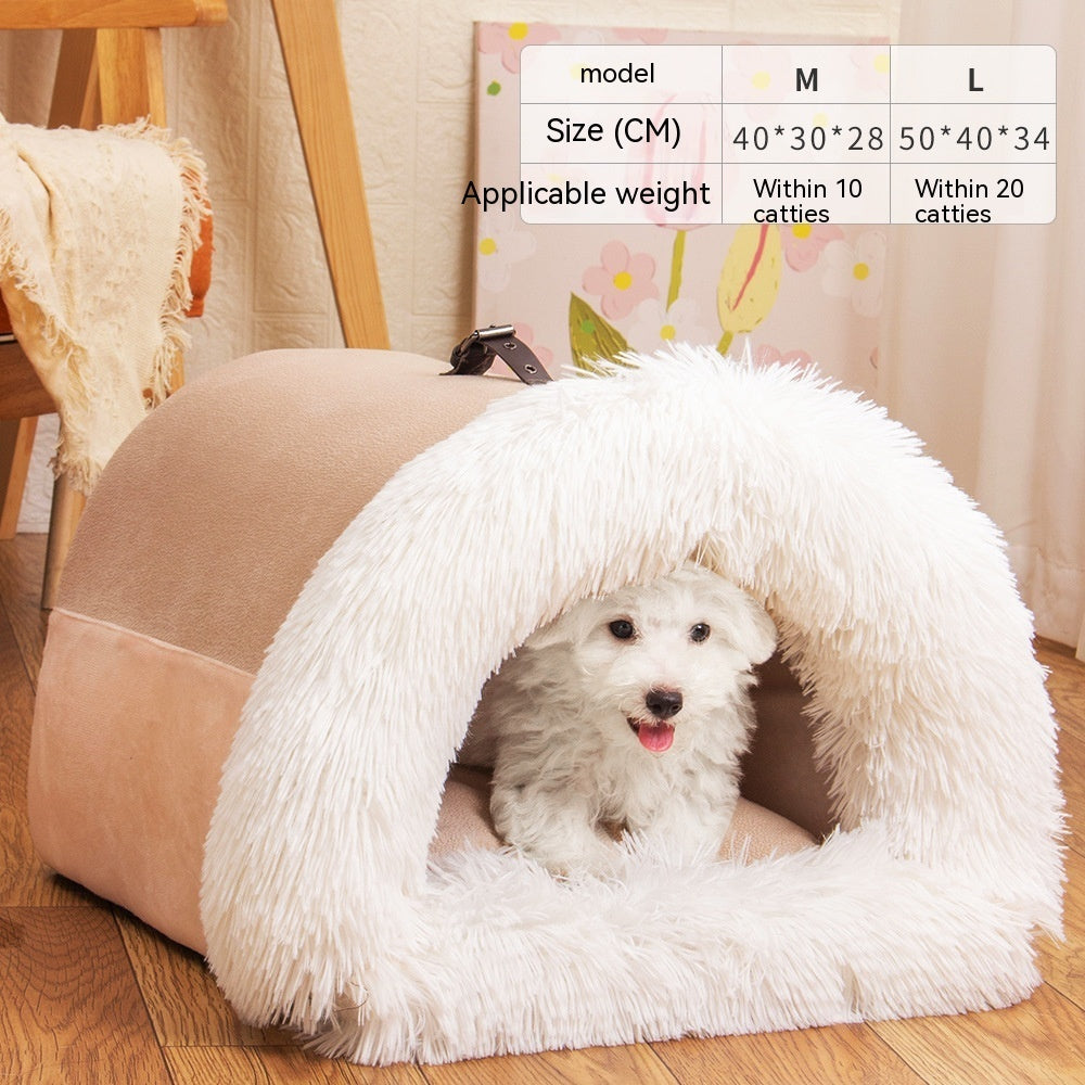 New Splice Portable Pet Nest Portable Autumn And Winter Warm Dog Nest Moisture-proof Long Fur Cat Nest Cross Border Pet Nest - MeowMoow