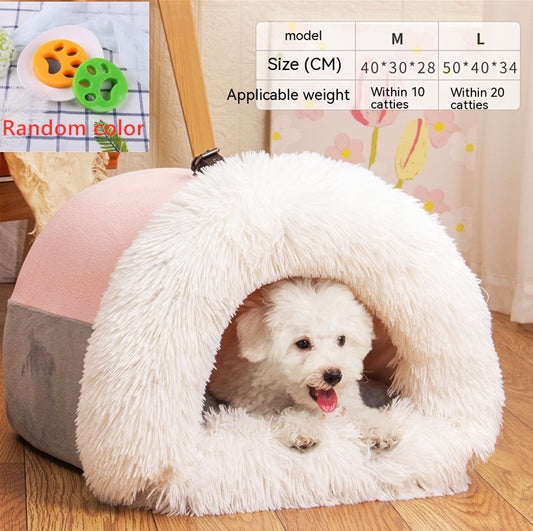 New Splice Portable Pet Nest Portable Autumn And Winter Warm Dog Nest Moisture-proof Long Fur Cat Nest Cross Border Pet Nest - MeowMoow