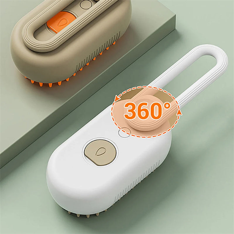 "3-in-1 Steamy Brush: Removes hair, massages, and refreshes with steam! - MeowMoow